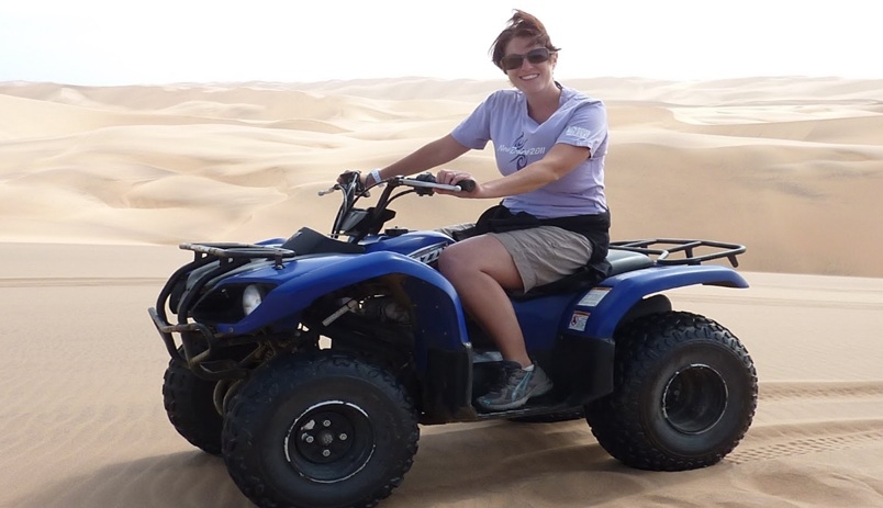 Rider on blue quad bike